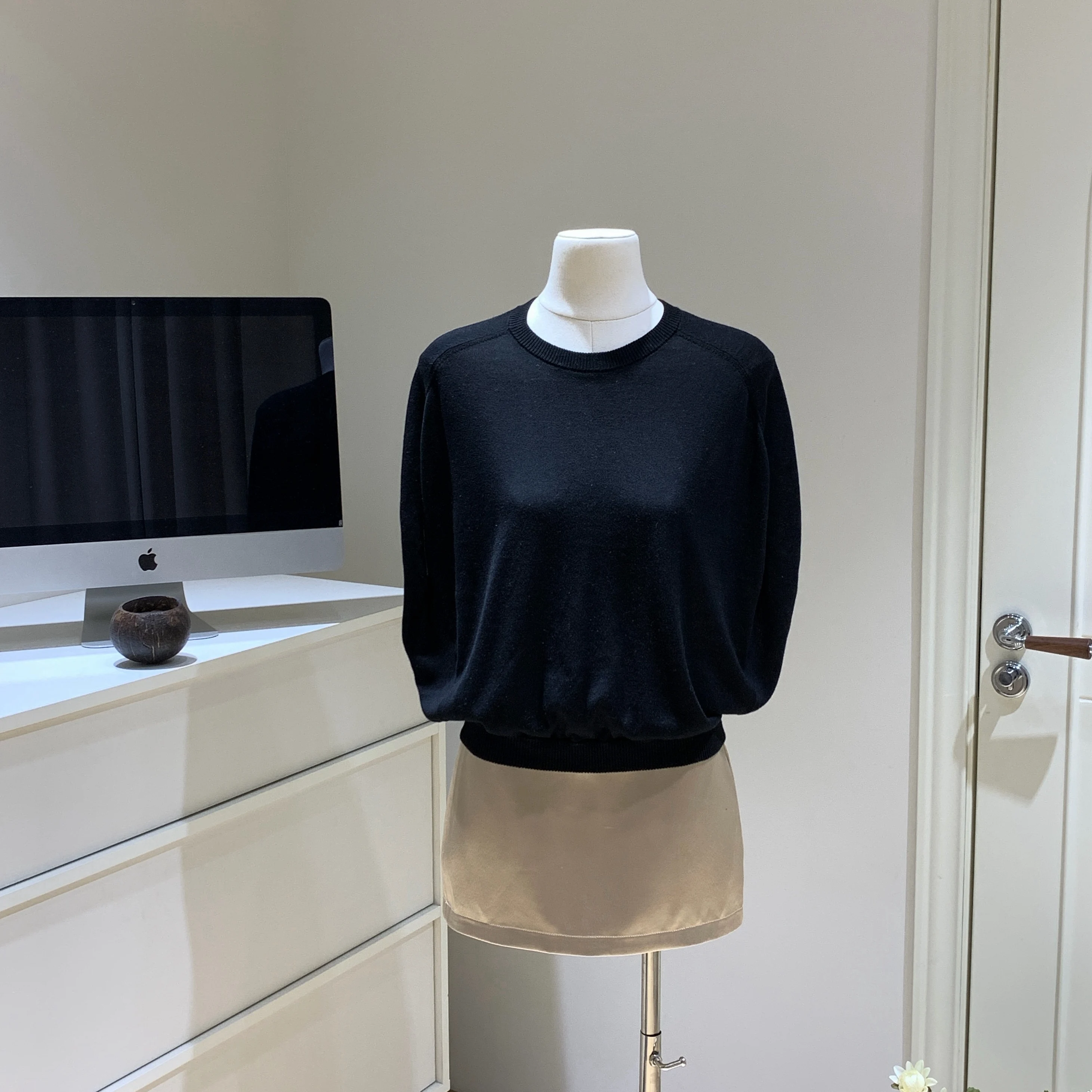 Damen Sommer-Chic Fledermausärmel Loser Strickpullover Einfarbiger Umhang-Stil T-Shirt