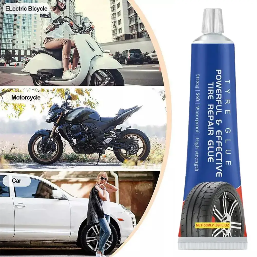 50ml Car Tire Repairing Glue Tire Repair Black Glue Strong Rubber Wear-resistant Non-corrosive Car Instant Strong Tools Adhesive