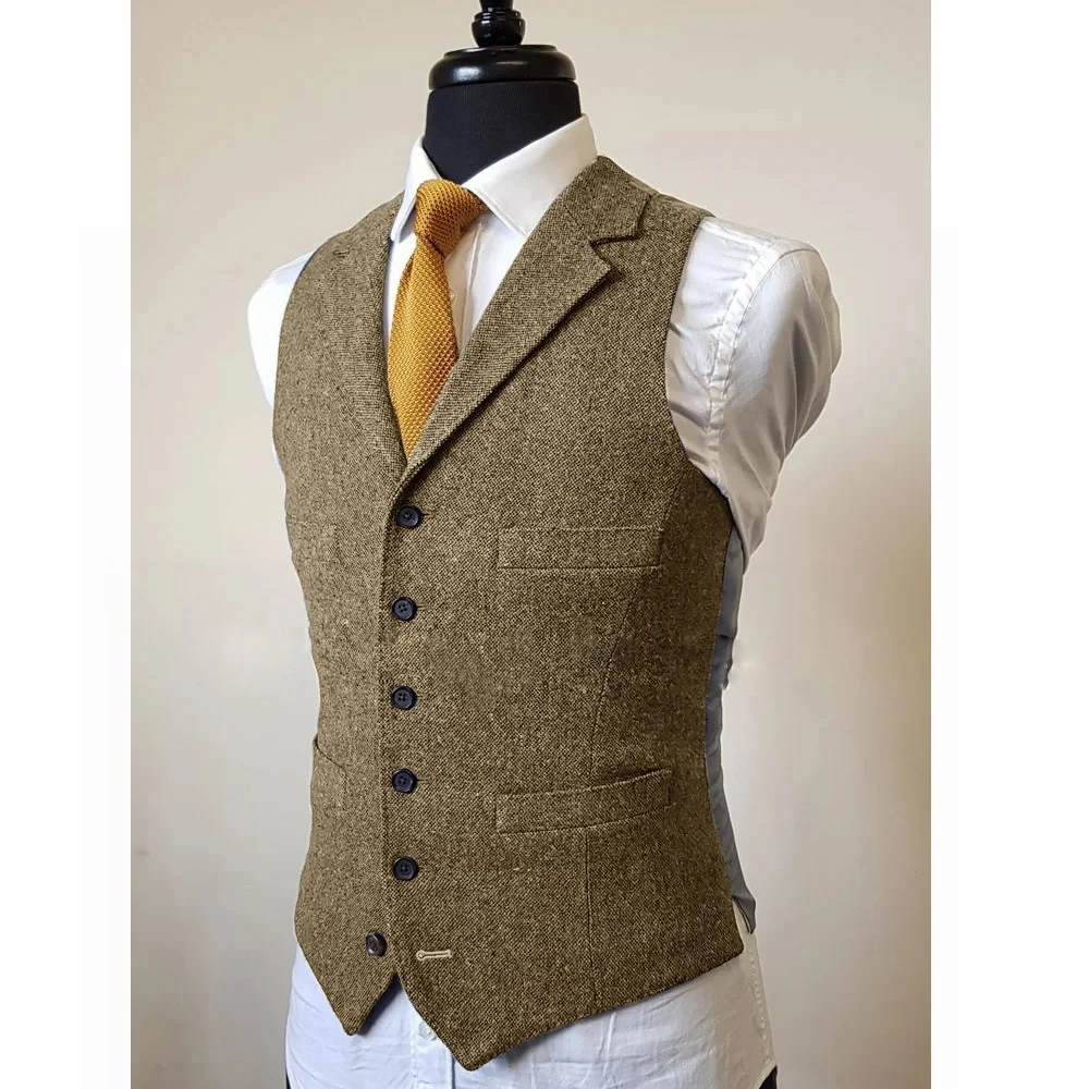 New Men's Vest Formal Man Vests for Men Business Casual Single Breasted Sleeveless Vest Herringbone Male Summer Gilet Waistcoat