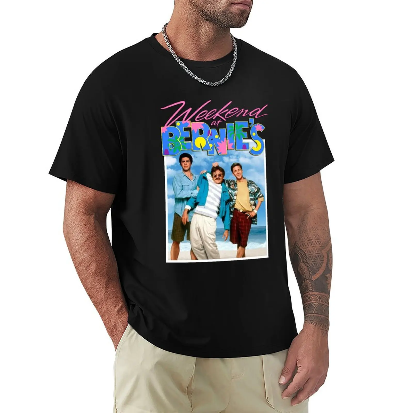 Weekend At Bernies Film Main Characters Art T-Shirt Simple Line Art Print Tee
