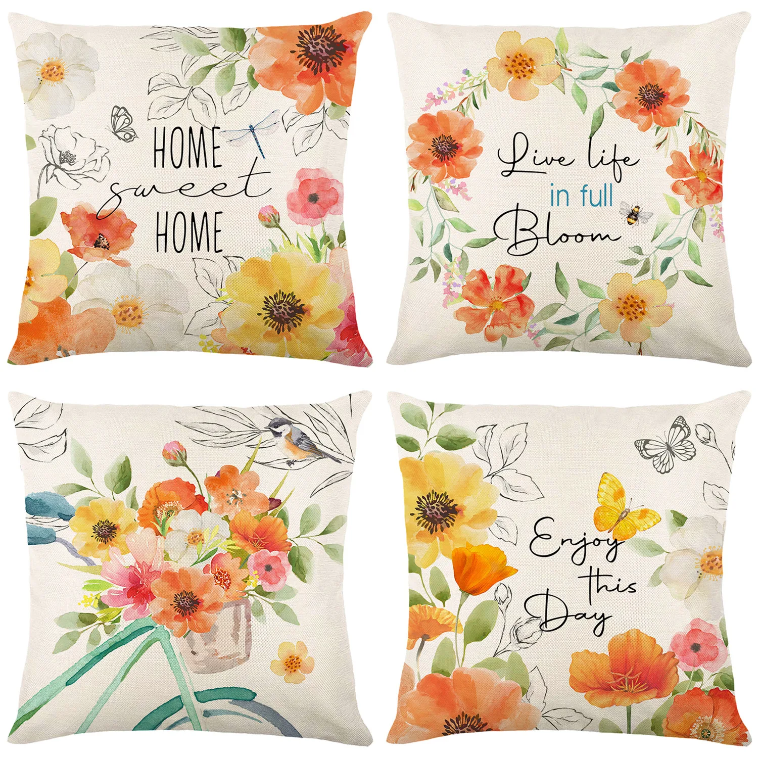 

Garden Flower Pillowcase Sweet Home Pillows Case for Living Room Bed Sofa Living Room Decoration Throw Pillow Cover 45x45 cm