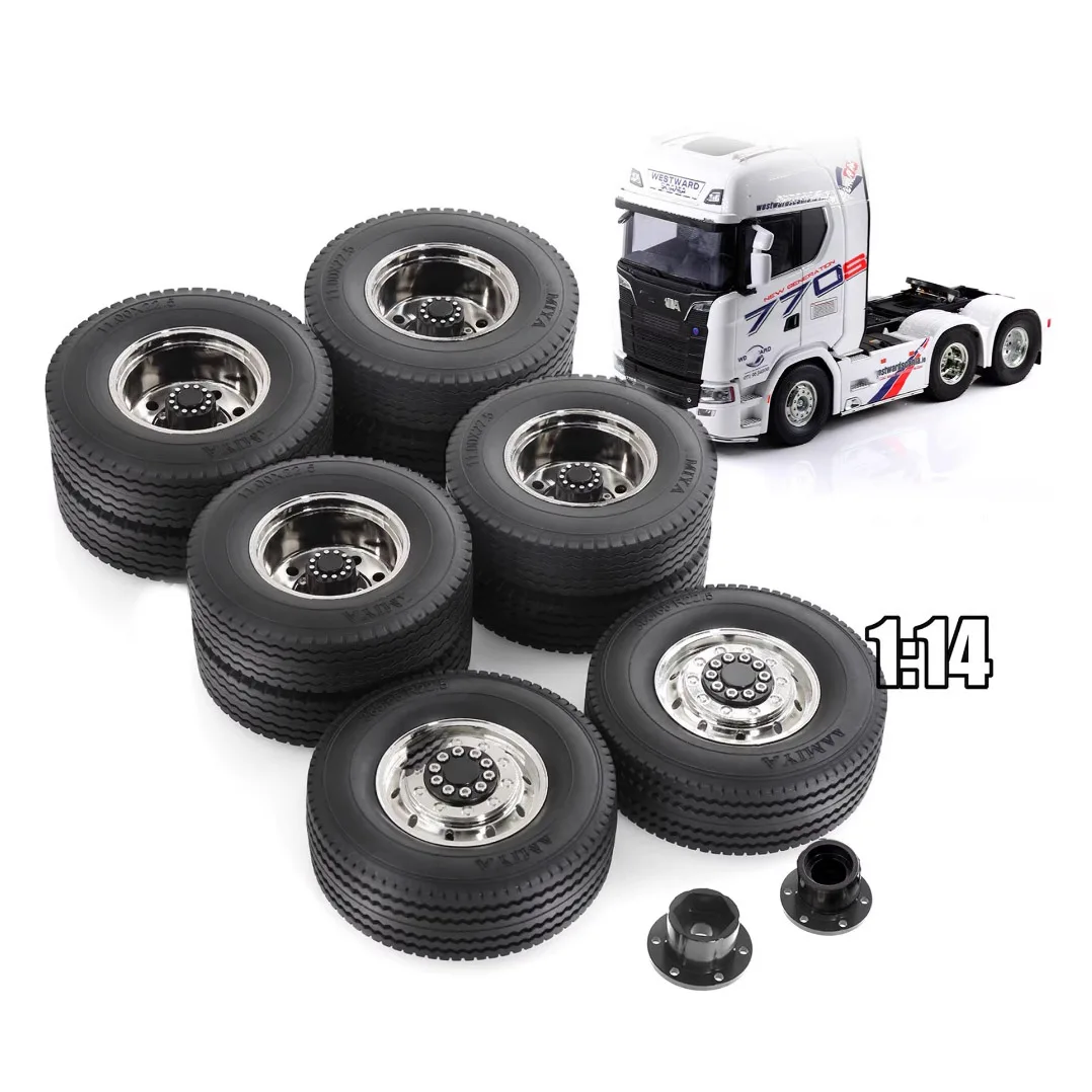 

Rc Model Tamiya Tractor Truck Special Metal Wheel Hub Tire Set Suitable for 1/14 Tamiya Remote Control Tractor Truck