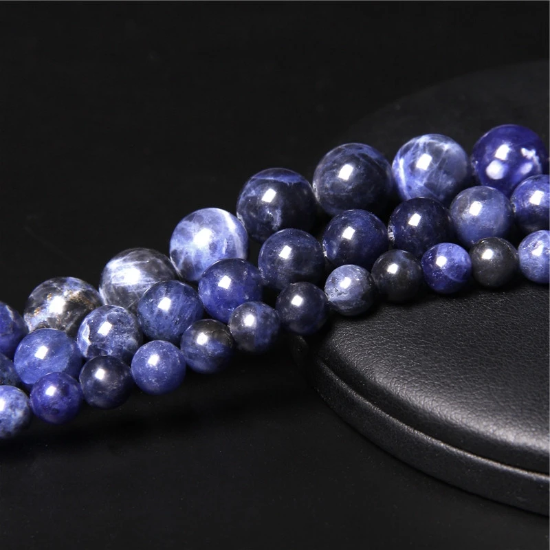 Natural Blue Jaspers Round Stone Bead Sodalite Loose Spacer Beads For Jewelry Making DIY Bracelet Earring Accessories 15