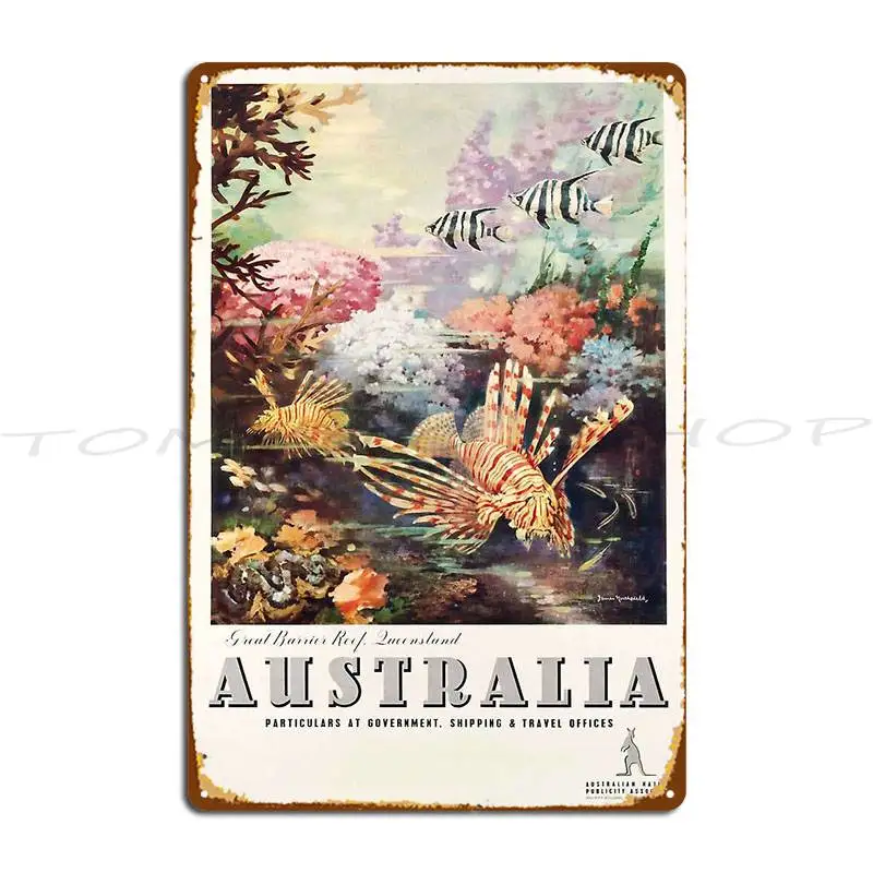 Australia Great Barrier Reef Vintage Travel Metal Plaque Plaques Bar Pub Create Iron Tin Sign Poster
