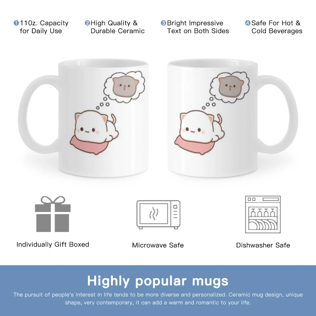 

Peach Mochi Cat Cartoon Free shipping Ceramic Cup Coffee Oatmeal Breakfast Cup Creative Personality Mug