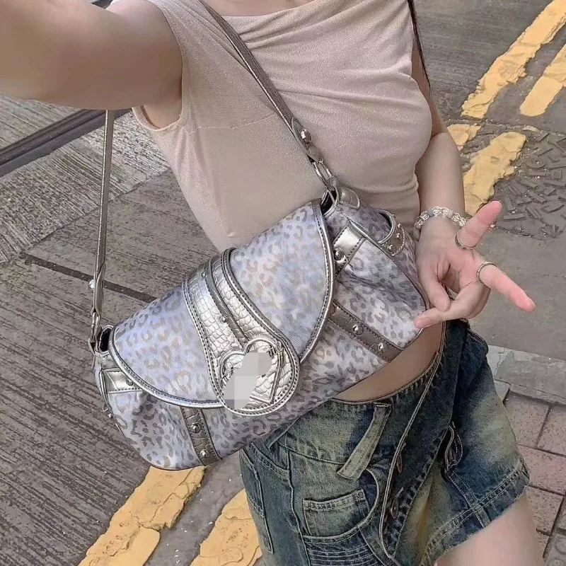 GAINNY y2k levhart skvrnitý bedra brašna ženy vintage korejské móda 2024 trend crossbody pytle harajuku pouliční oblečení estetická mládež brašna