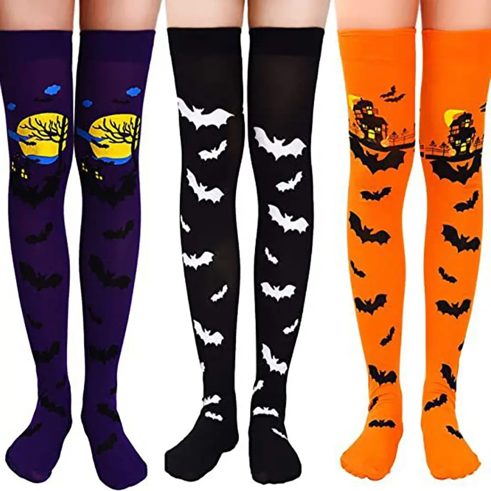 Funky Over Knee Halloween Socks Lolita Cosplay Cosplay Accessories Bat Stockings Elastic Tall Knee Thigh Socks Adult