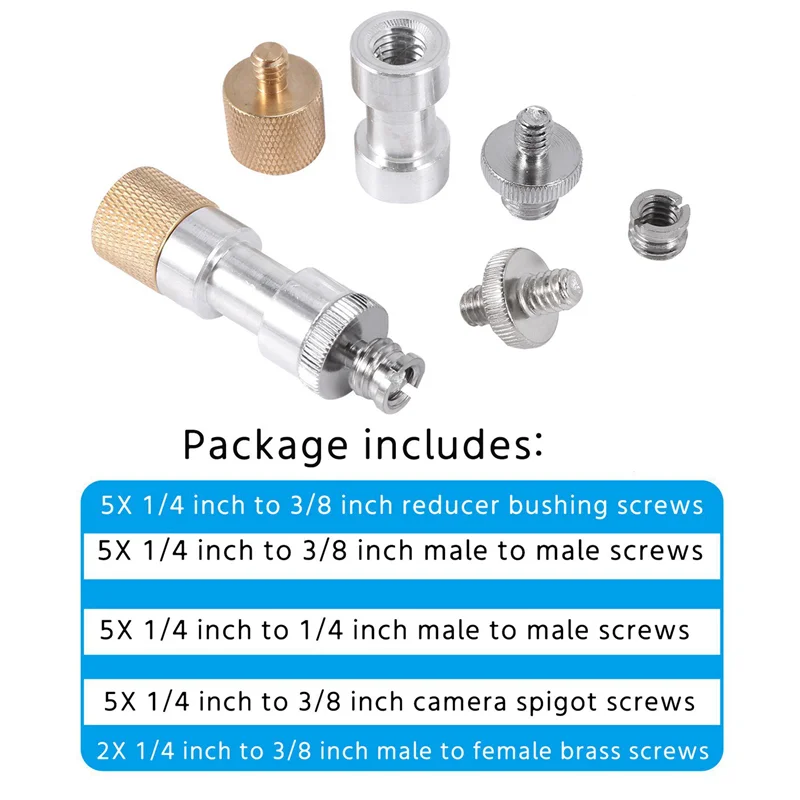 

AS95-110X Camera Screw Adapter 1/4 To 1/4 Screw 1/4 To 3/8 Tripod Screw Adapter Converter Brass Screw Adapter Spigot Screw