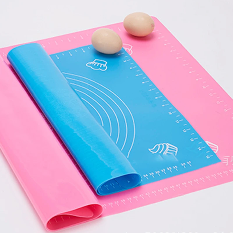 1Pcs Silicone Pastry Mat Non Slip Non Stick Silicone Baking Fondant Mat Pie Pizza Cookies Easy Clean Kneading Mat with Scale