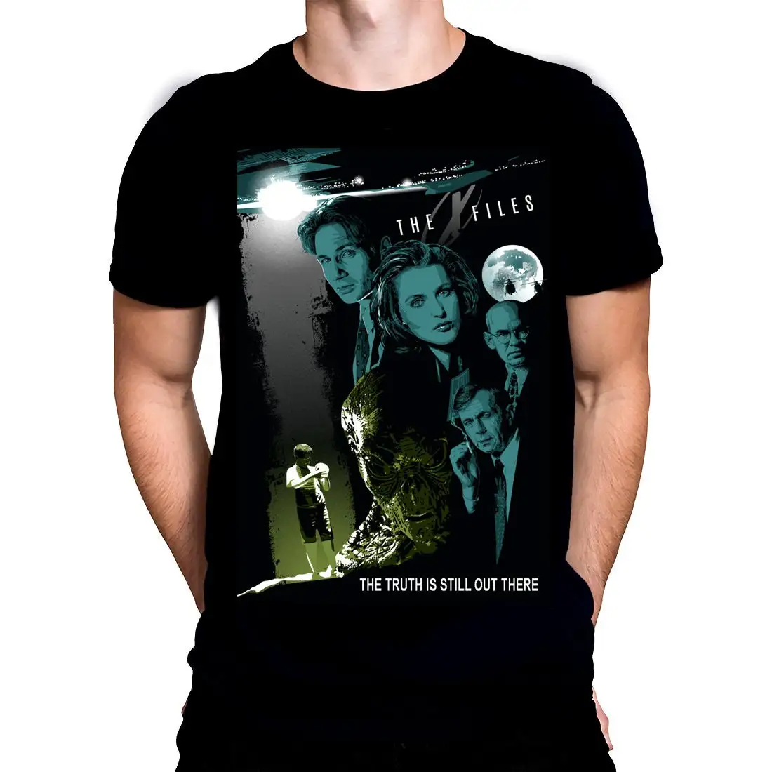 The Truth Is Still Out There X Files Mens Black Sci Fi Oversized Cotton T Shirt Cult 80's TV