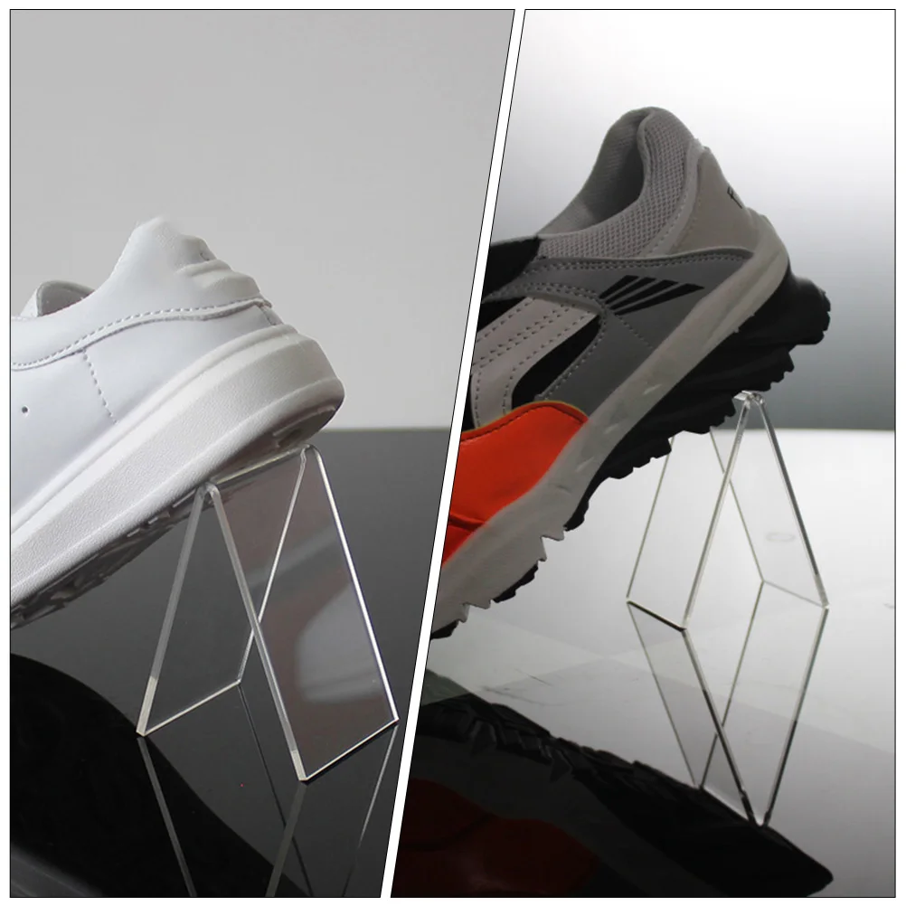 

4Pcs High Display Rack Shoe Storage Stands Acrylic Shoe Display Holders Racks Portable Size V Type Design Perfect Arc