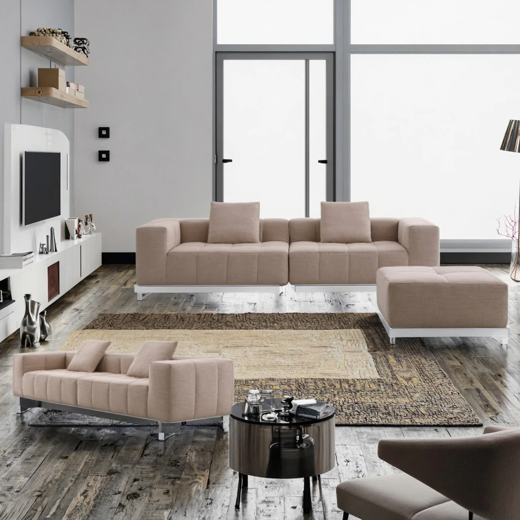 

# Комфортный роскошный комбинированный диван для спальни, компрессионная упаковка из кожи и ткани для квартиры