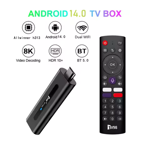 Set Top Box TV98 ATV H313 Android TV Stick 14.0 8K 2.4G 5G WiFi Smart TV Box Quad Core BT5.0 Media Player USB 2 Smart TV Stick