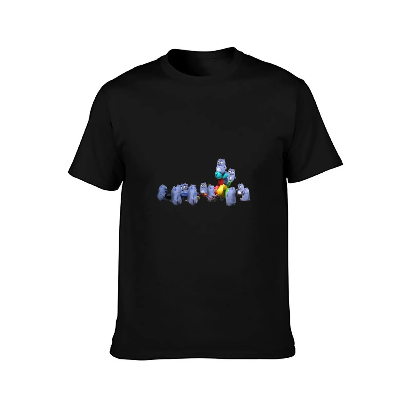grizzy and lemmings play games T-Shirt, Summer Casual Cotton Tee, Oversized Streetwear Tops, Vintage Graphic Print, 100% Cotton