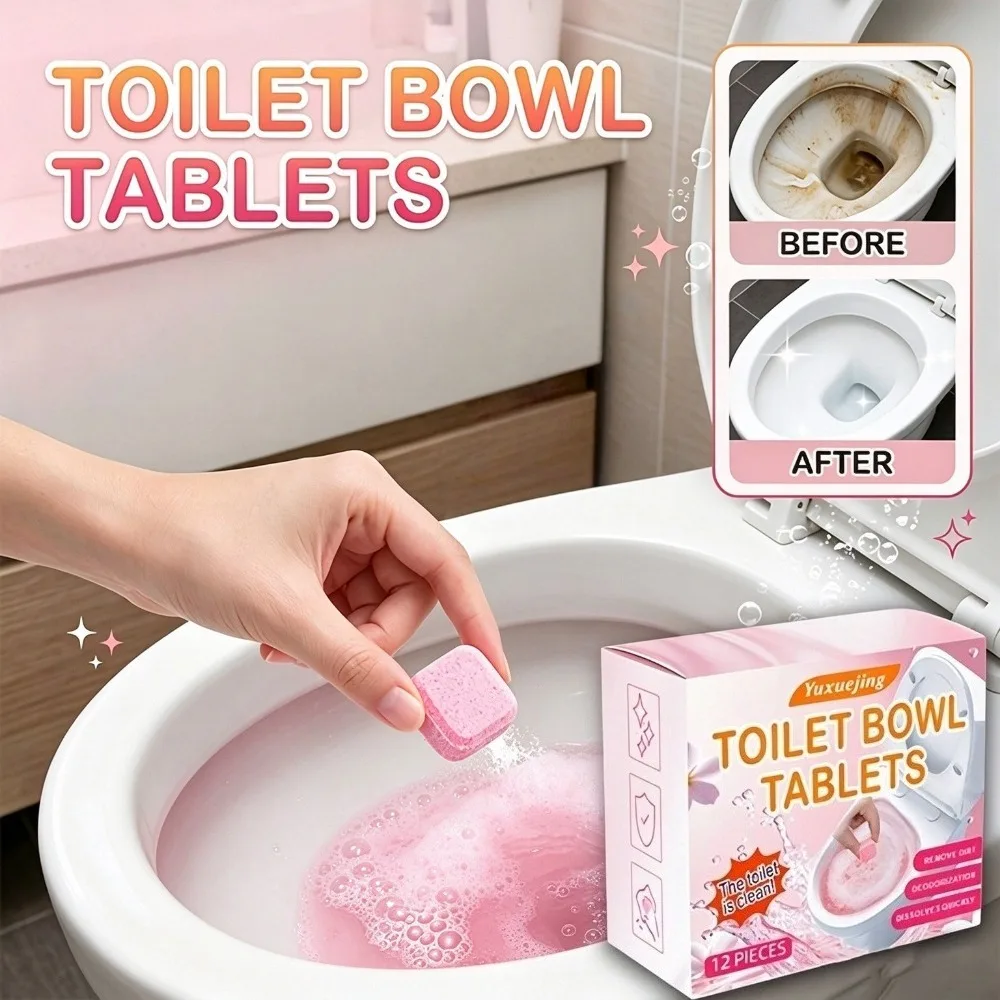 Toilet Bowl Effervescent Tablets, Toilet Cleaning Tabs, Powerful Stain Remover, Long Lasting Fresh Fragrance Deodorizing Cleaner