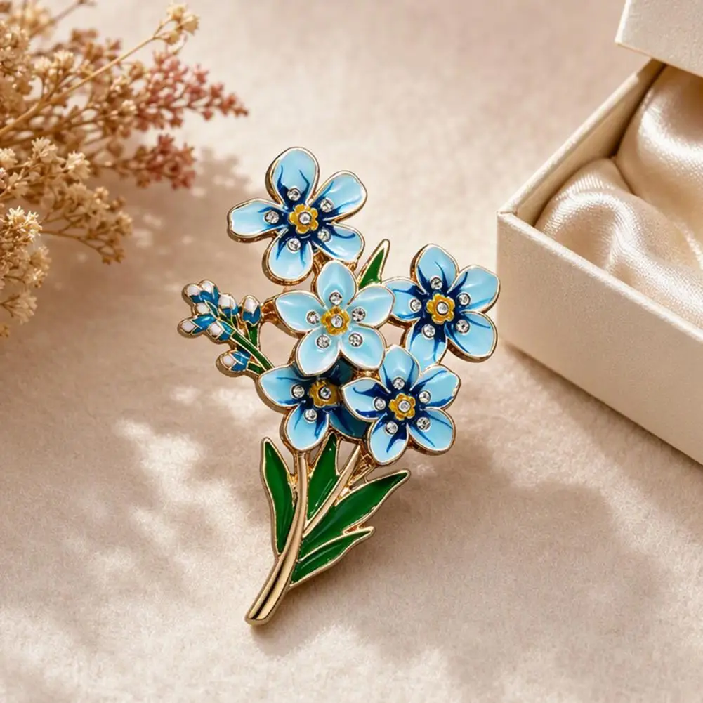 Forget Me Not Flower Brooch, Alloy Blue Floral Lapel Pin, Memorial Enamel Brooch Pin for Coat, Weddings Valentine's Day Gift