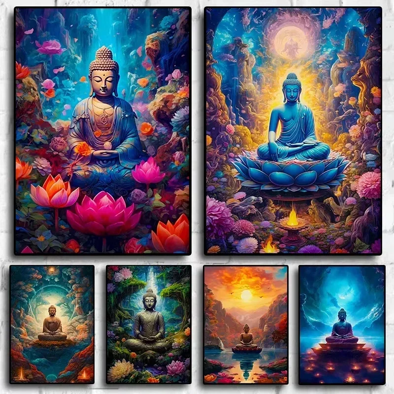 Acrylic Paint By Numbers Stone Ancient Buddha Painting By Numbers on Canvas Coloring By Number for Adults Paint Digital Art
