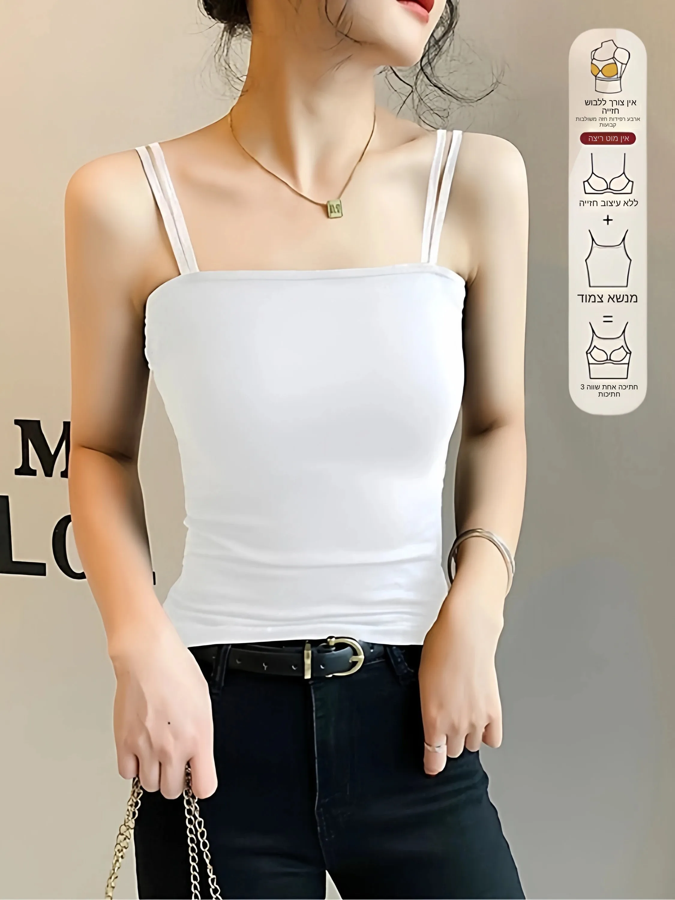 

Women's 95% Cotton One-Piece Strap Vest Summer Slim Fit Inner Wear Outer Wear Tank Top Breathable Comfortable Underwear