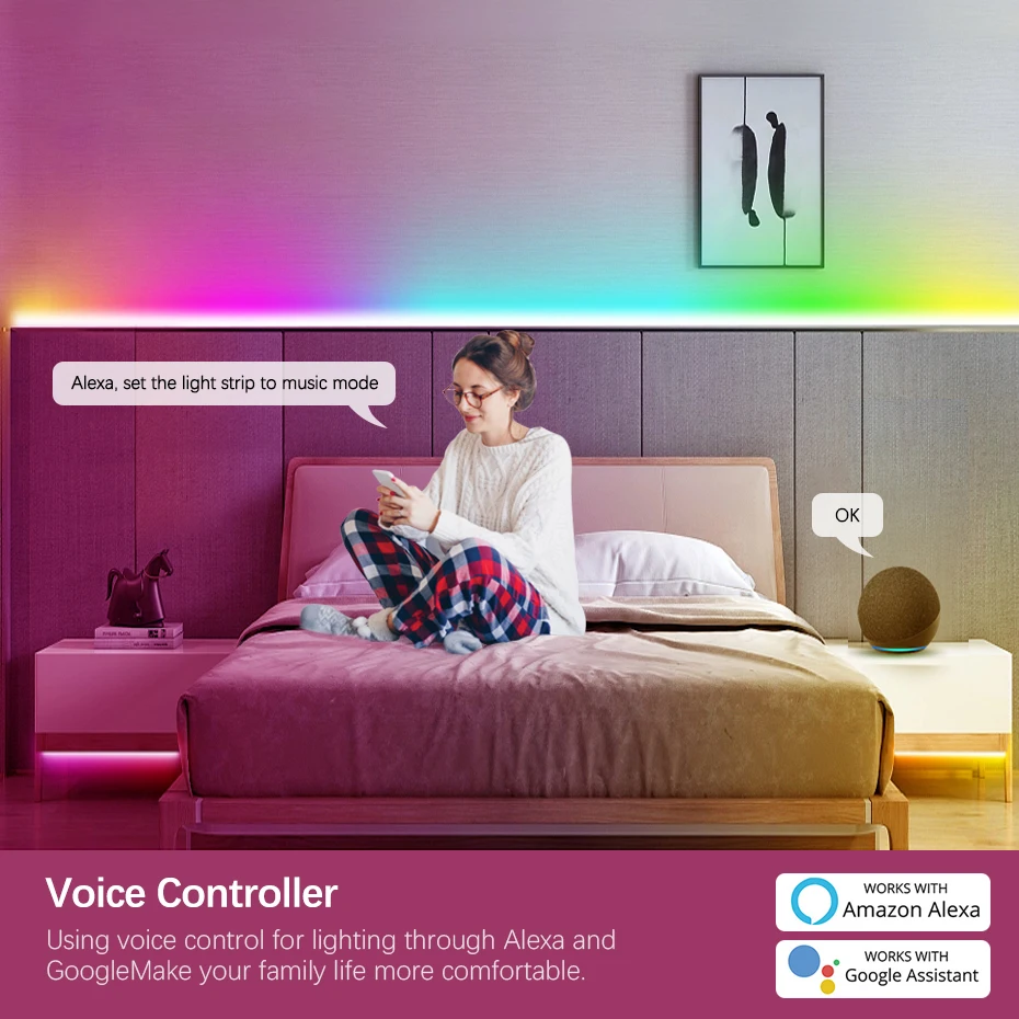 Rgbic cob led streifen dc24v flexibles band 120leds/m adressierbare bunte led streifen fernbedienung/bluetooth/wifi steuerung fรผr innen dekor