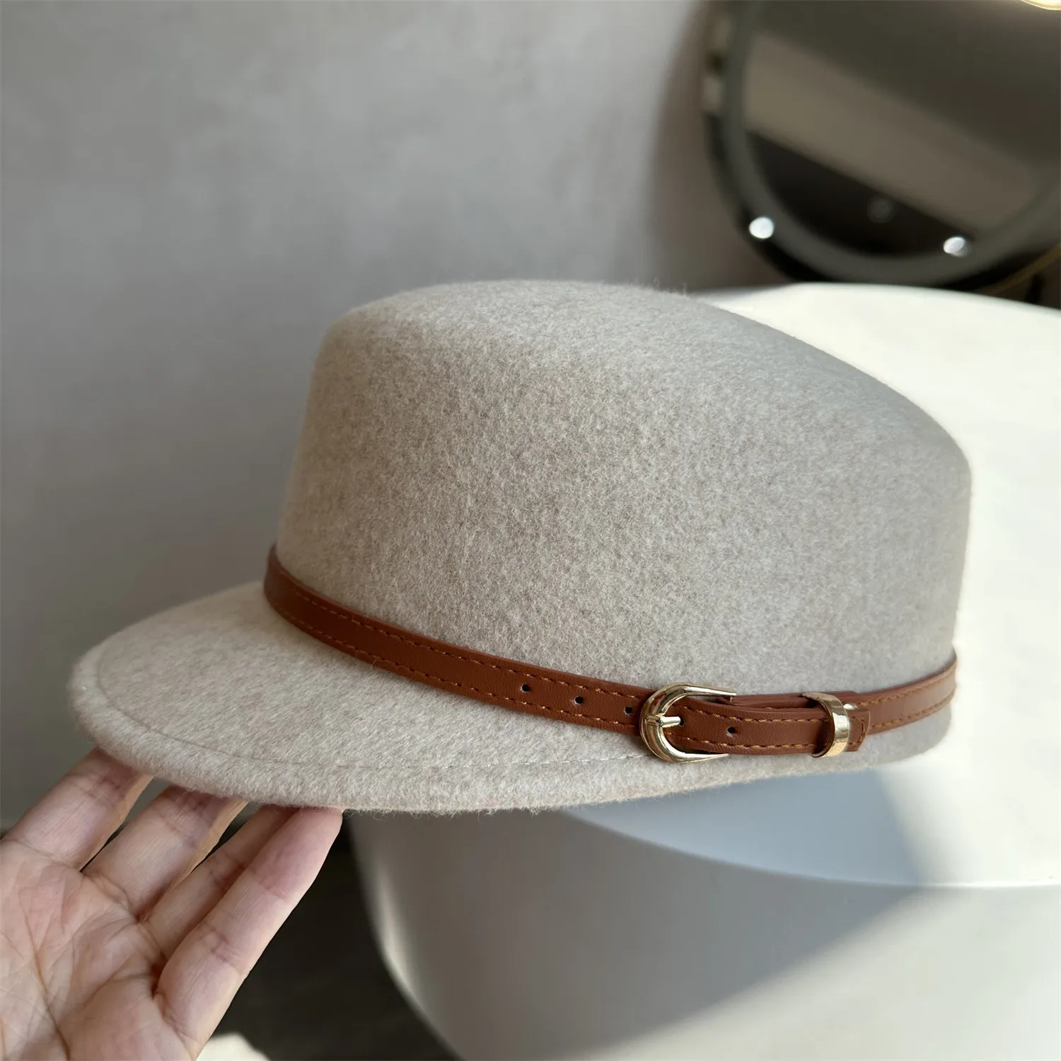 Adults Ladies Vintage Equestrian Rider Cap 100% Pure Wool Short Brim Hat Stereo Shaping Outdoor Travel Headwear Warm Outdoor