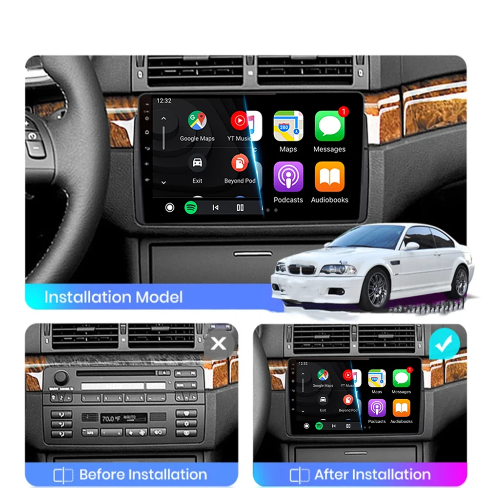 أندرويد 15 راديو السيارة لسيارات BMW E46 M3 1998-2006 مشغل فيديو الوسائط المتعددة 2Din 4G WIFI GPS والملاحة Carplay رئيس وحدة 360 كاميرا
