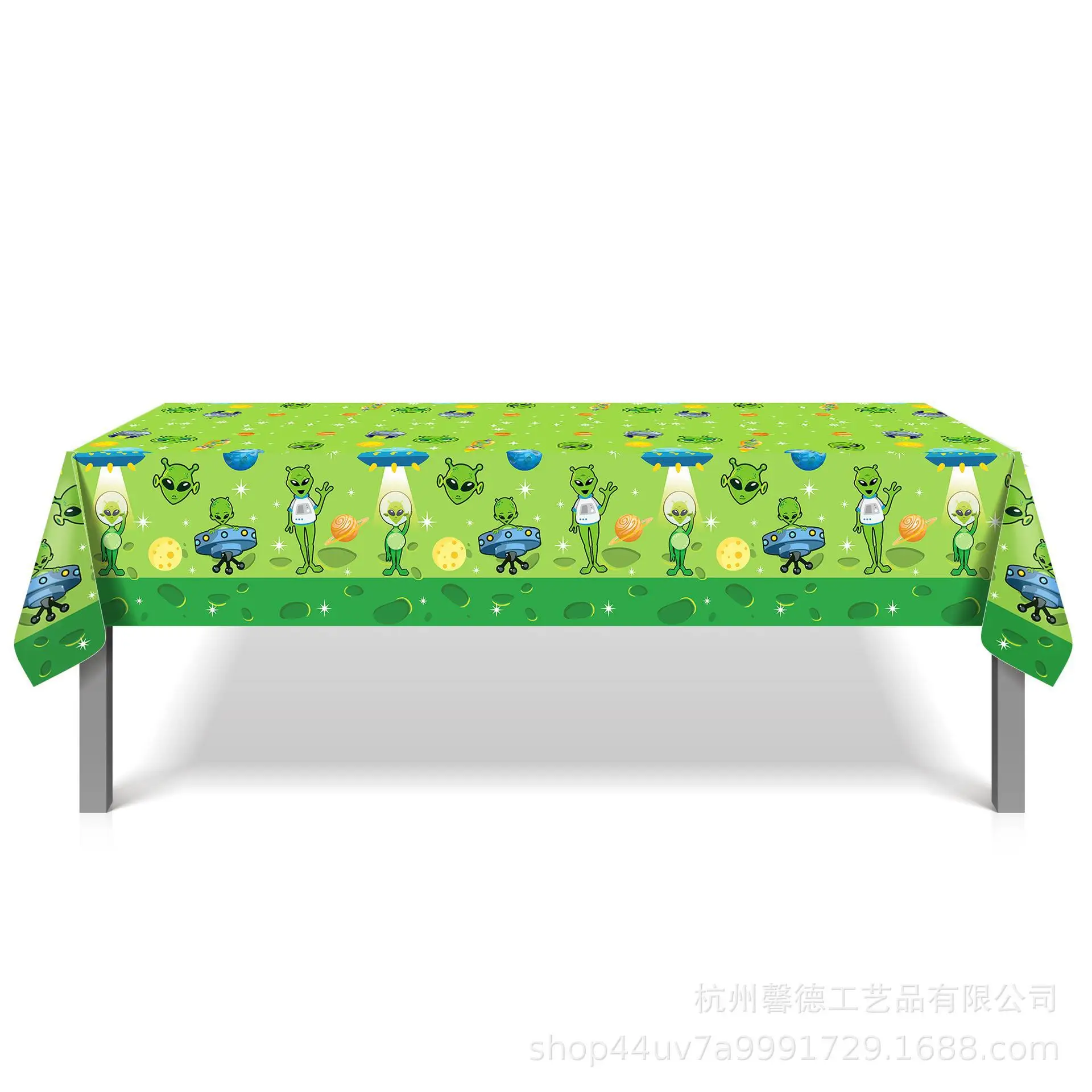 130*220cm Mysterious Alien Disposable PE Tablecloth Outer Space UFO Alien Table Cover Happy Birthday Party Decor Kids Boy Favor