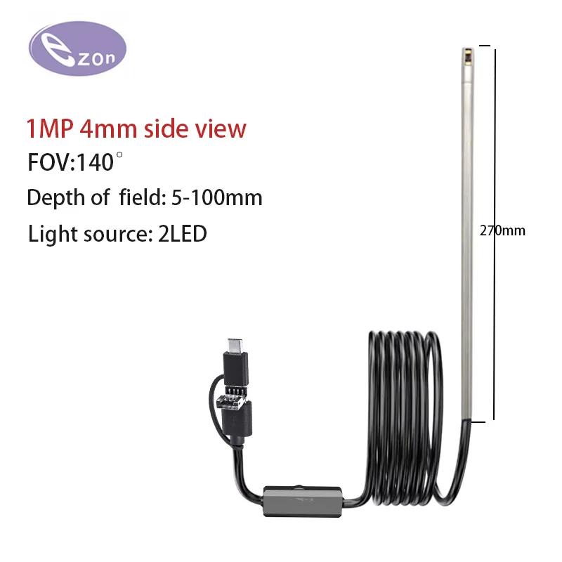 720P Android Endoscope Camera 4mm 3 IN1 Micro USB Type C Borescope Mini Camera Waterproof LED Car Inspection For Android PC