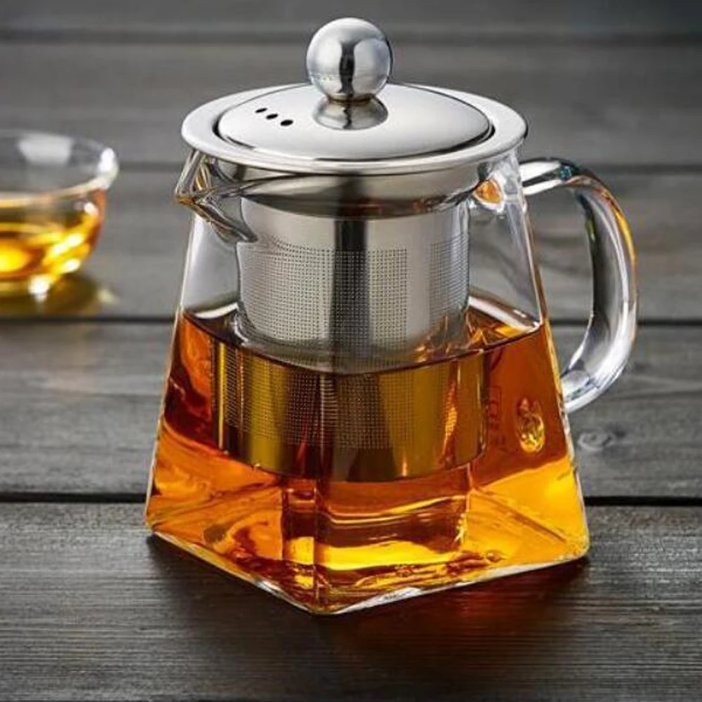 Heat Resistant Glass Teapot With Stainless Steel Infuser Clear Kettle 550/750/950ML Tea Infuser Household Teaware