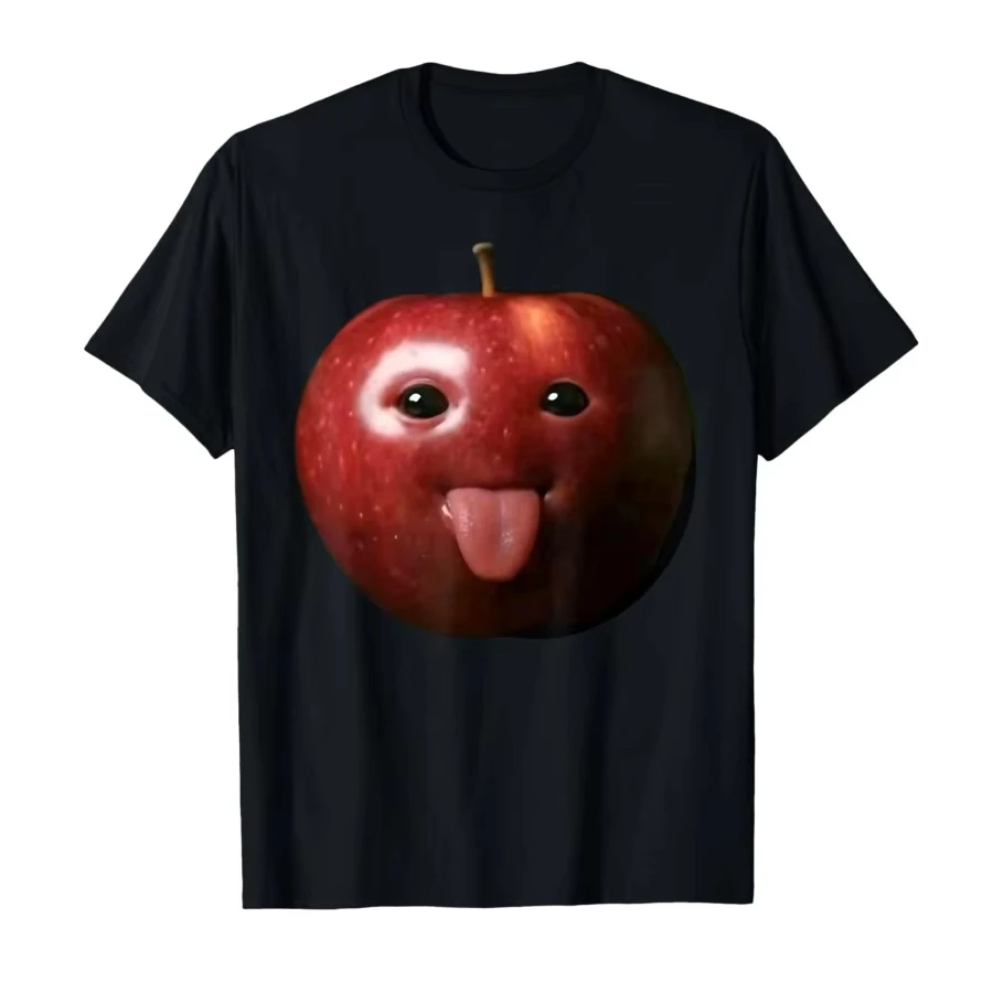 2026NEW Funny Silly AI Apple Gen Z Meme BrainRot Humor Tongue Out T-shirt for Women T Shirts Crewneck Short Sleeve Tops Women