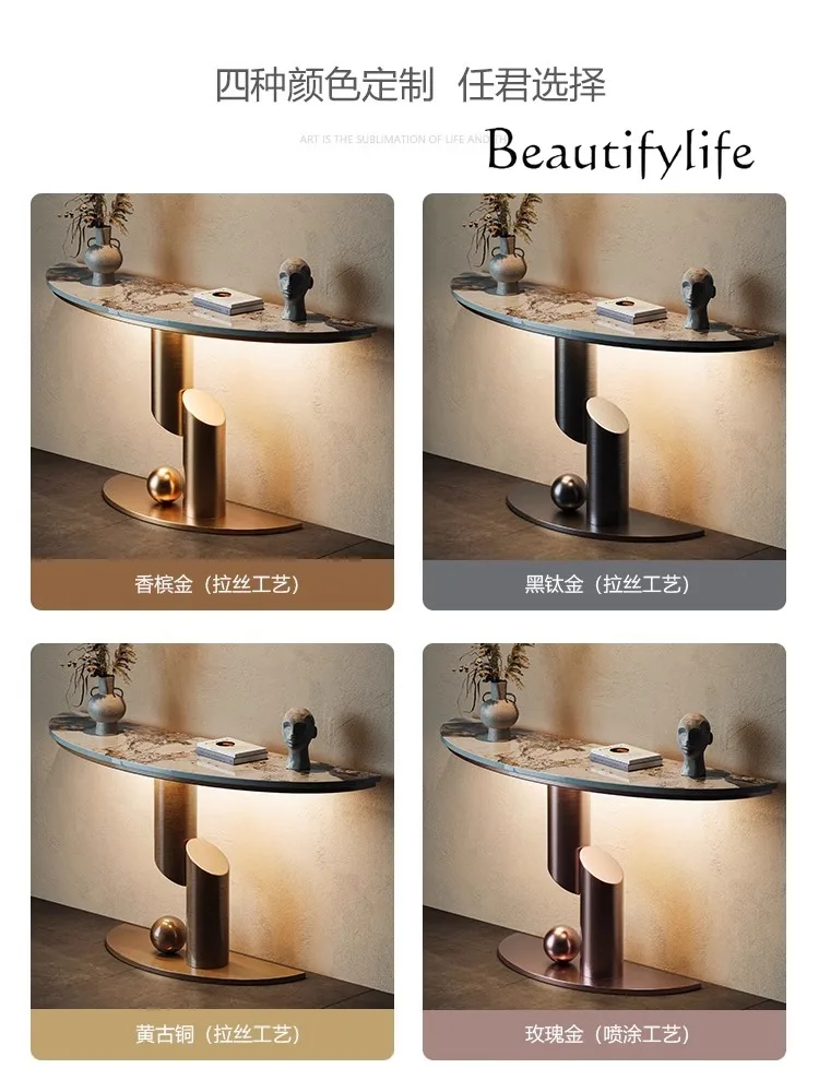 Italian light luxury entrance table Entry corridor aisle plan entrance platform High-end view decoration table