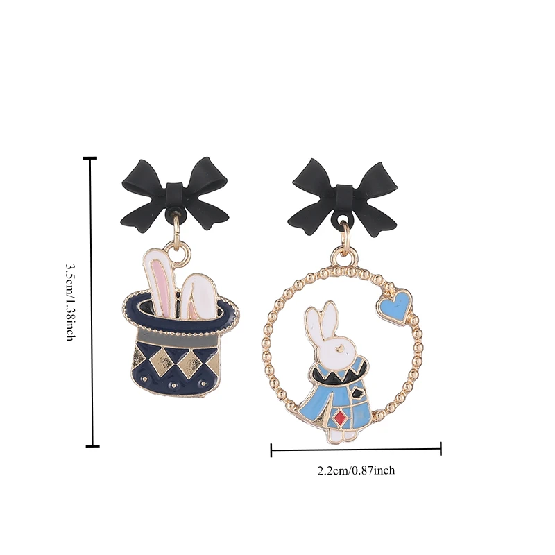 Magic Little Rabbit Cartoon Funny Clip on Earrings No Piercing Bunny Black Butterfly Minority Ear Clips Earrings for Women Girls