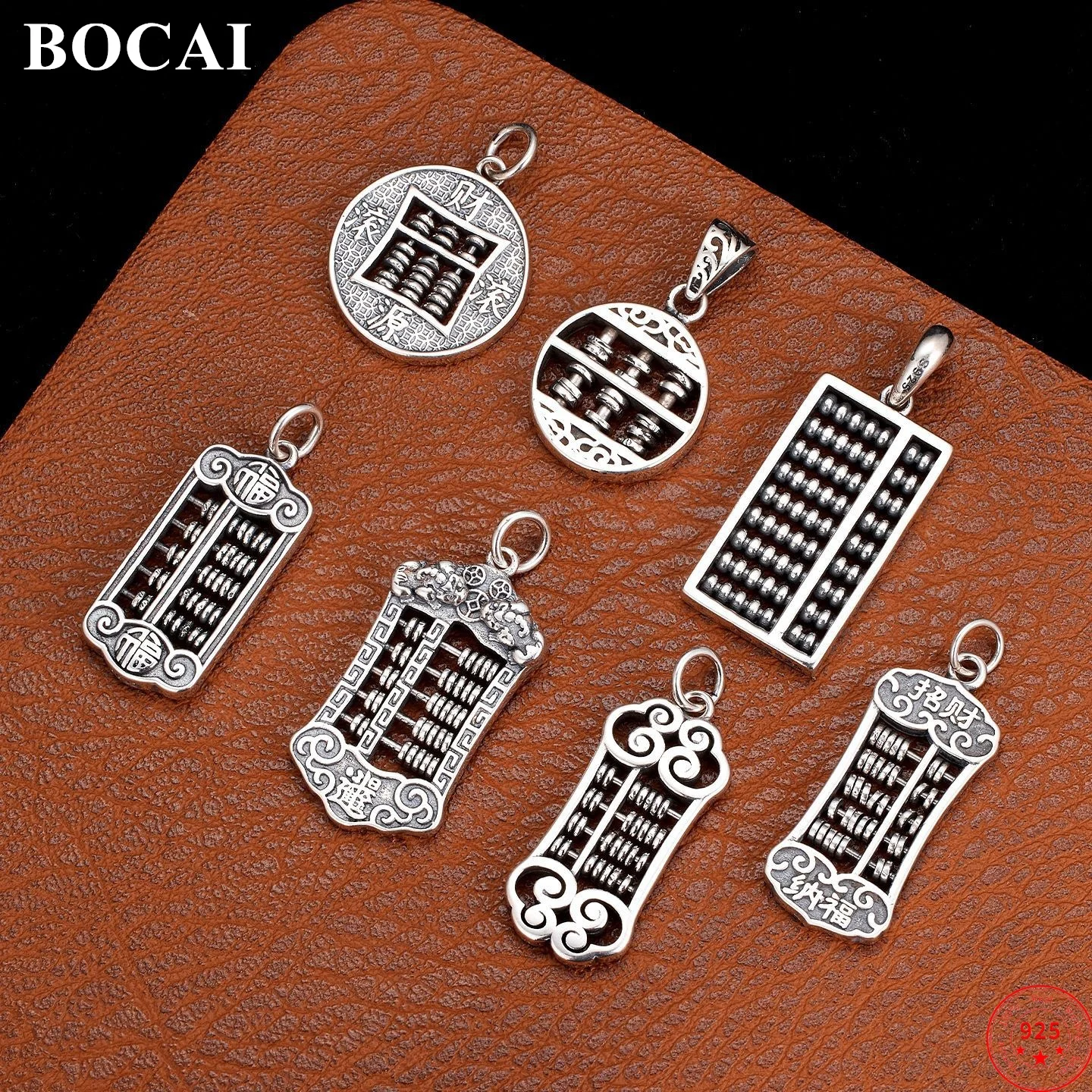 

BOCAI S925 Подвески из стерлингового серебра для женщин и мужчин в китайском стиле ретро благоприятный узор счеты очаровательные модные ювелирные изделия оптом