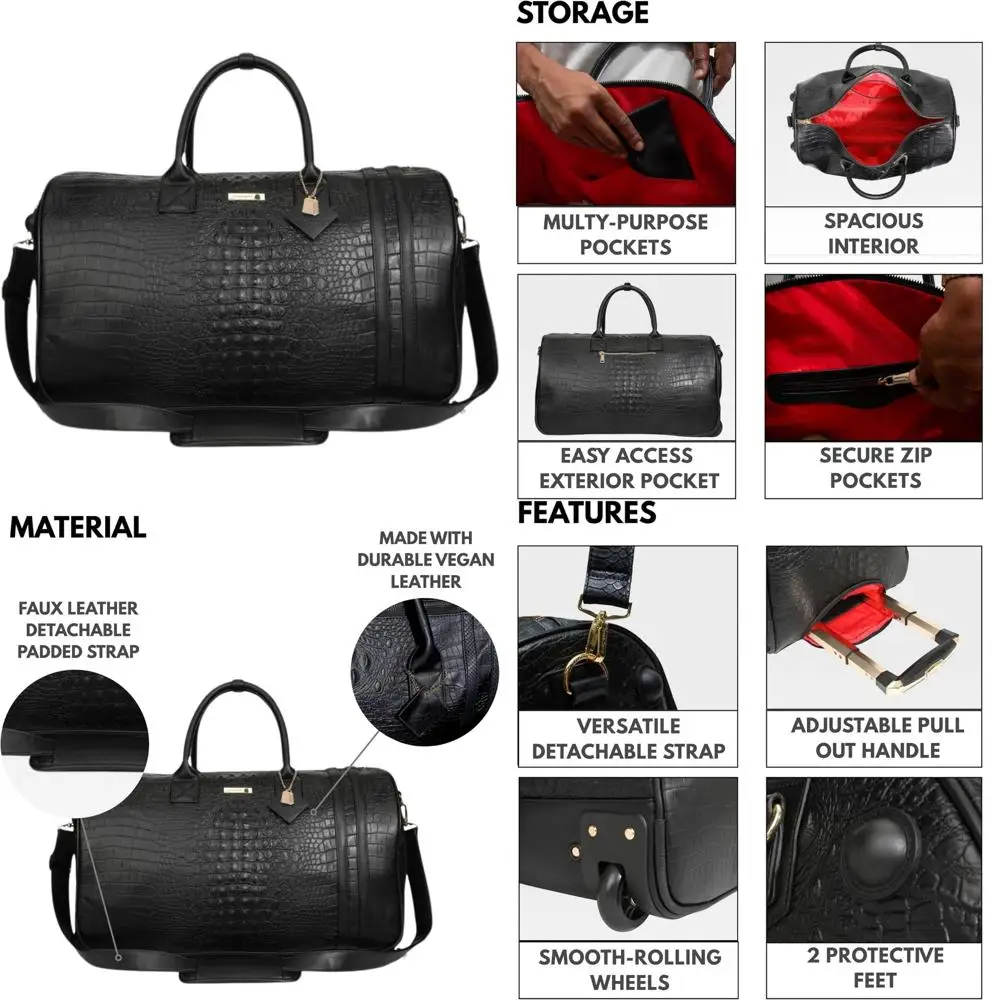 حقيبة كبيرة دوارة مع عجلات للسفر، وصالة الألعاب الرياضية، والرياضة، والاستخدام اليومي، ورحلات عطلة نهاية الأسبوع، والأمتعة لجميع الأغراض #1