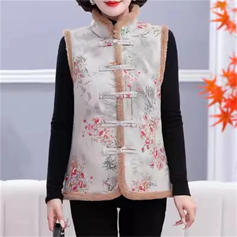 Mutter mittleren Alters gekleidet Herbst Winter chinesischen Stil Pelz weste ms. 2024 neue festliche Tank Top Lady Stand-Up Tang Anzug Weste