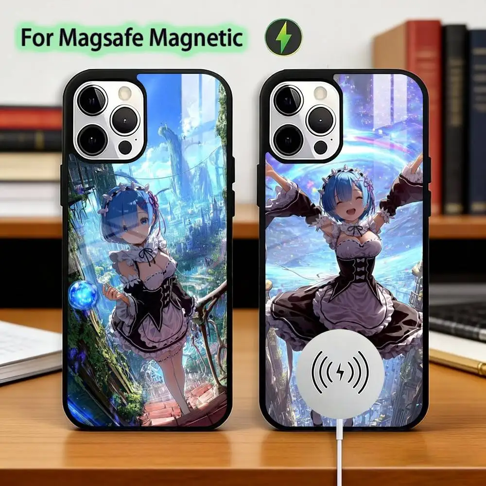 

Subaru and Rem ReZero Phone Case For iPhone17,16,15,14,13,12,11 Plus,Pro Magnetic For Magsafe Wireless Charging