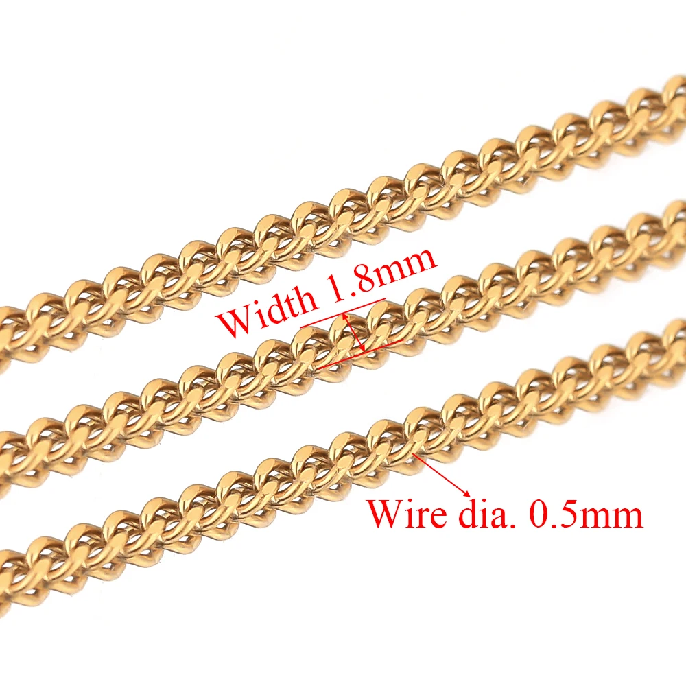 2 Meters Stainless Steel Gold Color Curb Cuban Link Chain Chokers for DIY Jewelry Making Necklace Findings Bracelets Body Chains