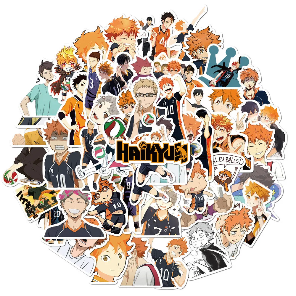 52pcs Anime Haikyuu!! Shoyo Hinata Series Graffiti Stickers Suitable for Helmet Desktop Wall Decoration DIY Sticker Pack