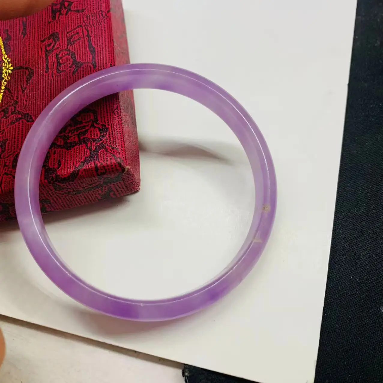 

59mm natural jadeite light purple jade bracelet photographed in real life