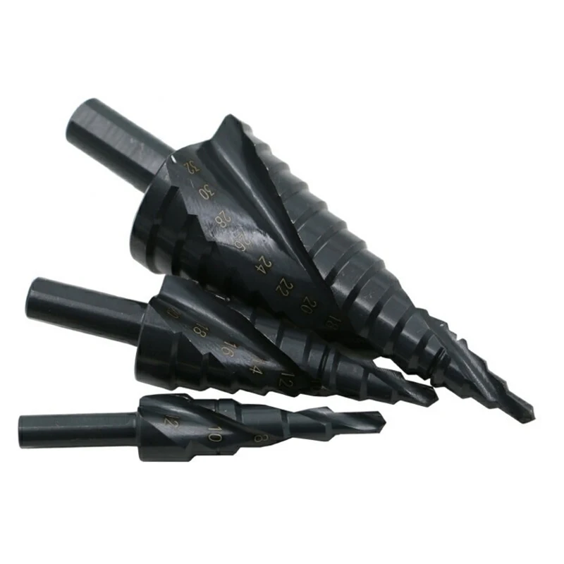 3PCS/SET 4-32MM HSS Cobalt Step Drill Bit Set Nitrogen High Speed Steel Spiral For Metal Cone Triangle Shank Hole Metal drills