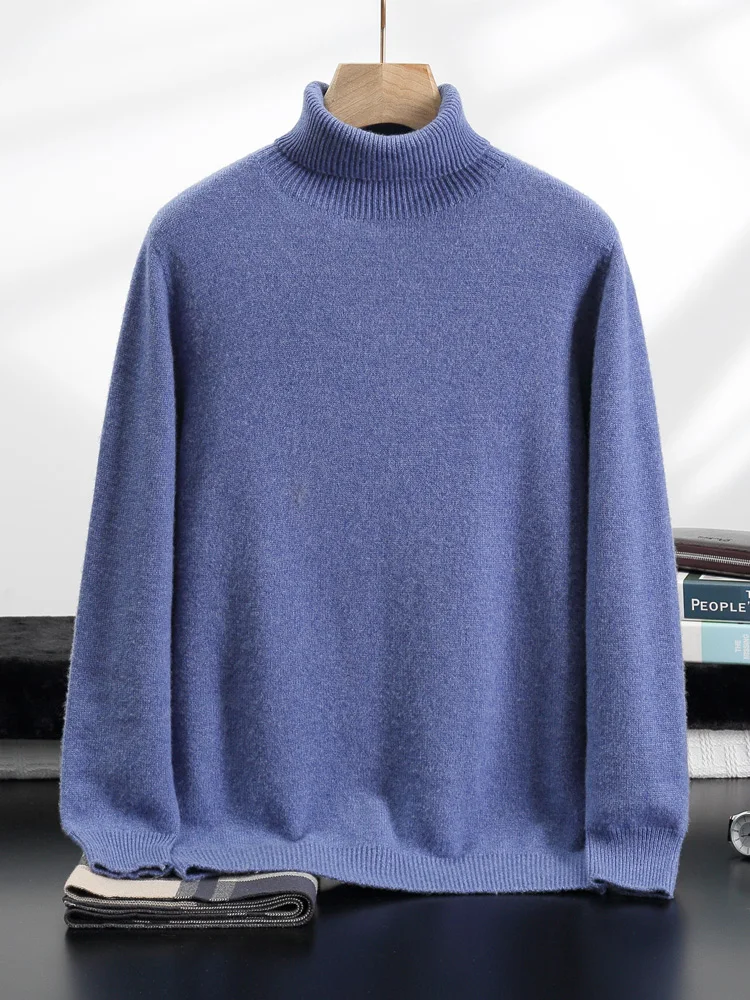 新しいメンズ 100% カシミヤセータータートルネックプルオーバー秋冬ソフト暖かく快適なボトムニットウェアスマートカジュアル高品質トップス