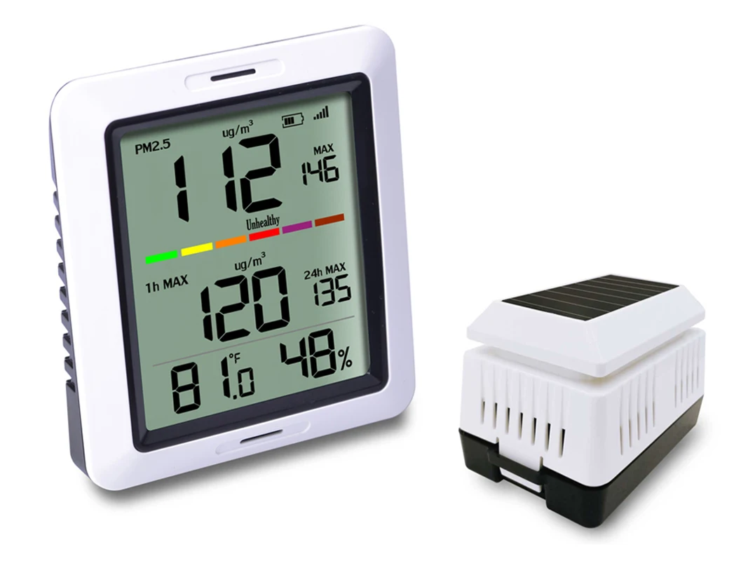 

misol/PM2.5 air quality tester monitor wireless, with indoor humidity and temperature, solar powered