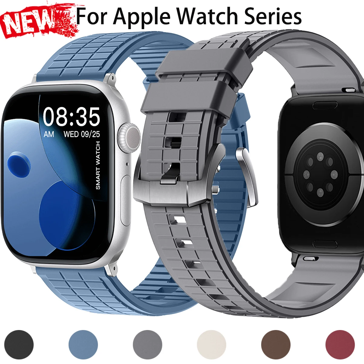 High Quality Fluororubber Strap for Apple Watch Series 11 1 09 8 7 SE3 Ultra 3 2 Breathable Sport Band for Iwatch 49 45 42 38MM