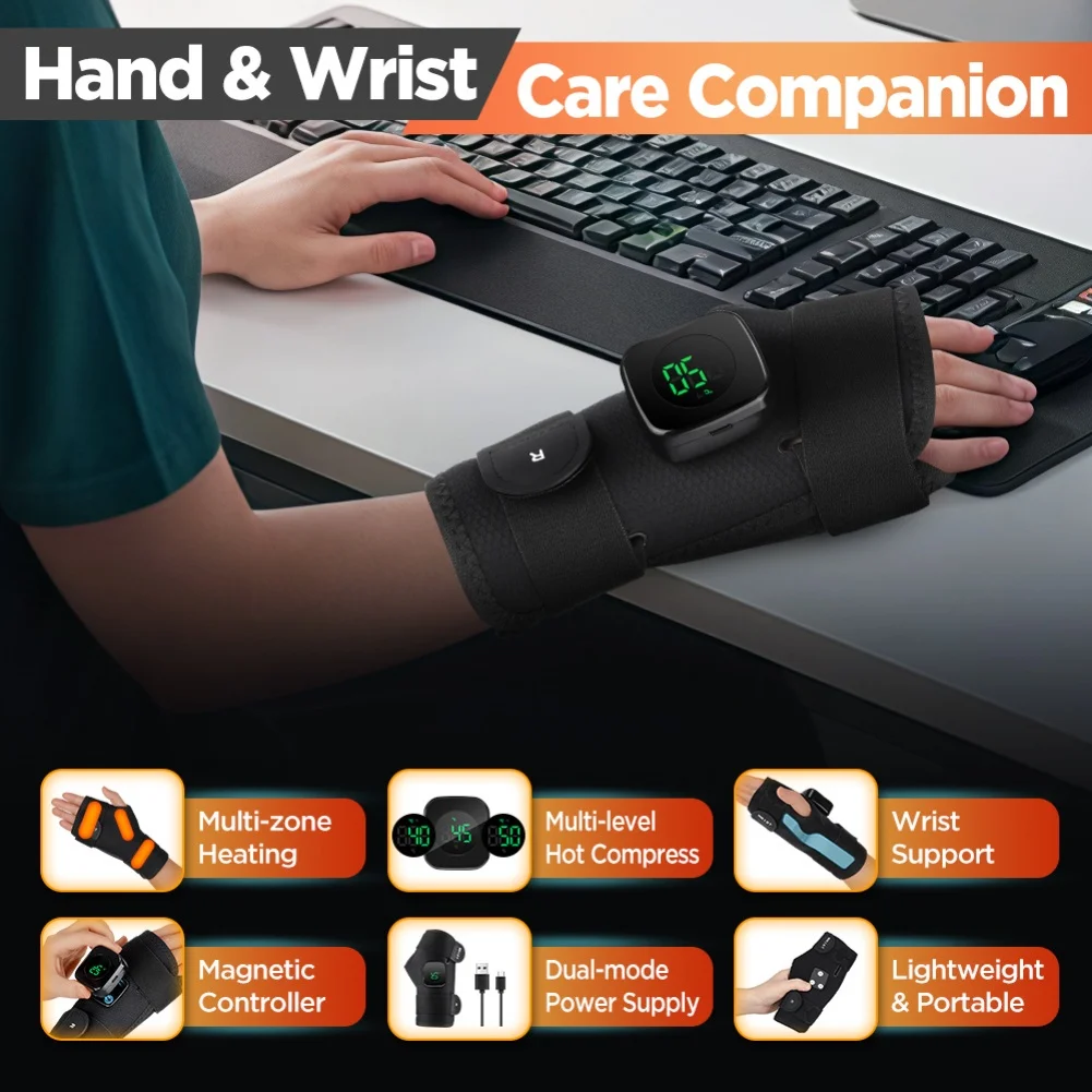 

Wrist Heating Pad with Magnetic Controller 1200 mAh Battery 3 Adjustable Heat Settings Dual Power Mode for Indoor Outdoor Use