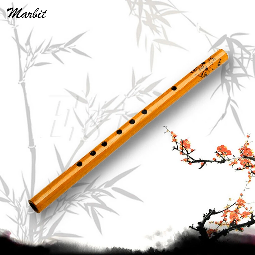 New 1PC Chinese Traditional 6 Holes Bamboo Flute Vertical Flute Clarinet Student Musical Instrument Wooden Color For Kids Gift