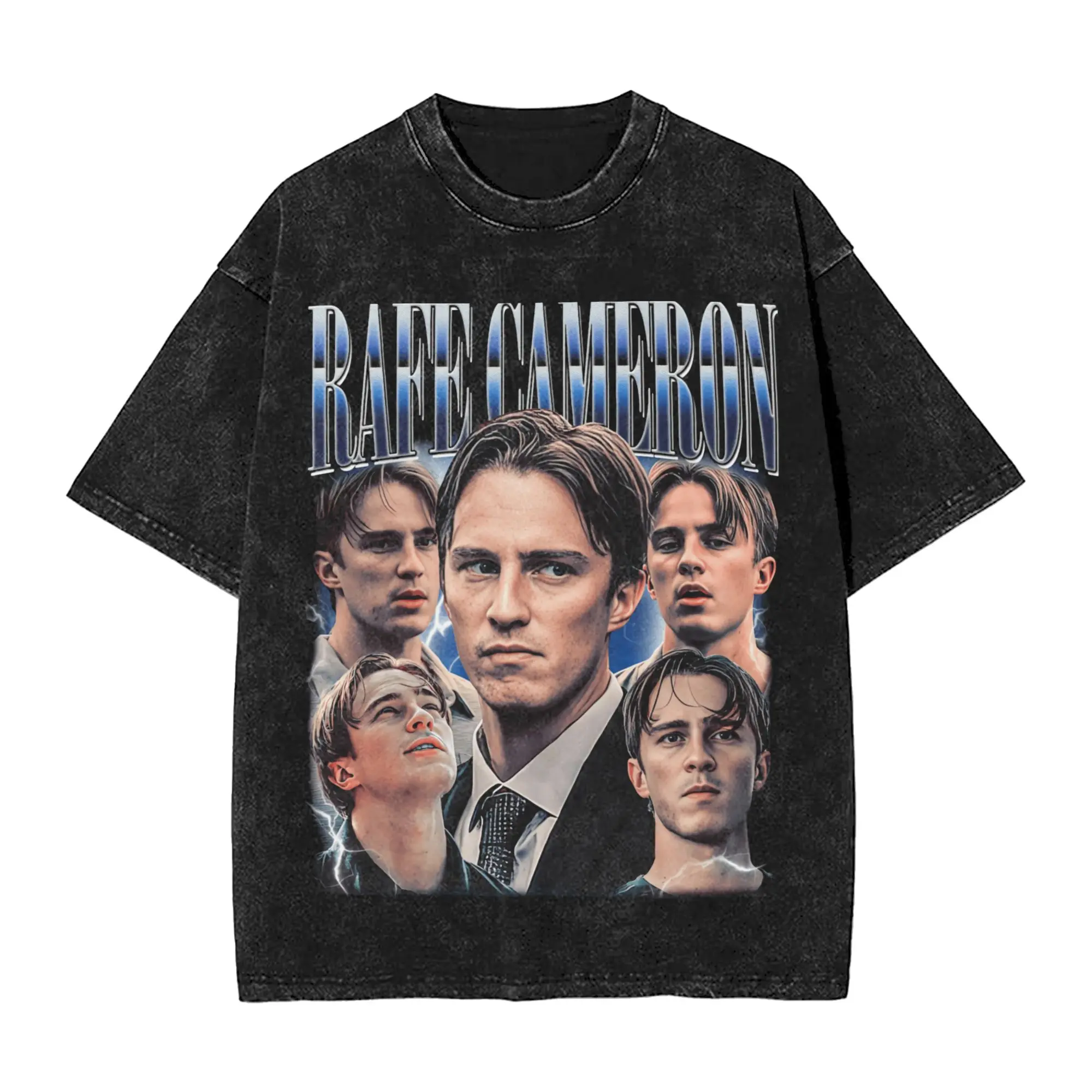 Oversized Washed T-Shirt Rafe Cameron Botleg Vintage Cotton T Shirts Popular Tee Shirt for Men Summer Y2K Retro Printed Top Tees