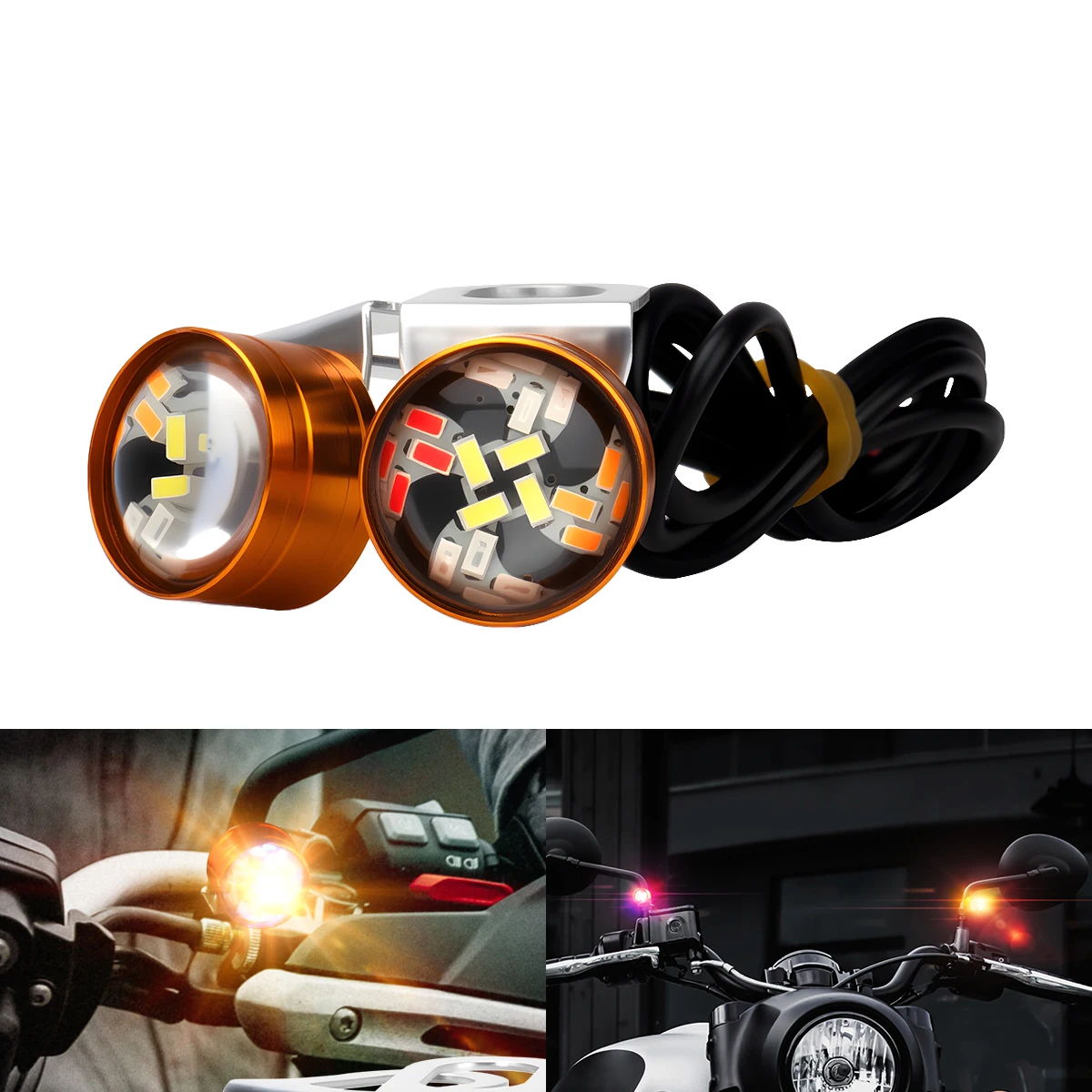 

2PCS Motorcyle LED Strobe Light RGB Color Spotlight Headlight Waterproof Warning Turn Signal Auxiliary Motorcycle Accessories