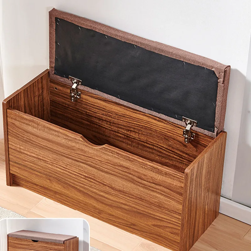 ウォールナット製シンプルシューズチェンジスツール、小型シューズキャビネット収納、家庭用一体型傾斜式シューズスツール、家庭用座席付き