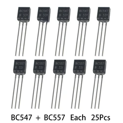 50PCS Transistors BC547 BC557 each 25pcs Transistor Kit bc557 bc547 Transistor NPN PNP DIY Electronic Kit