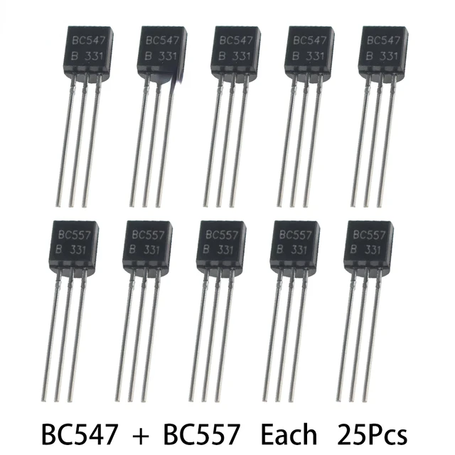 50 sztuk tranzystorów BC547 BC557 każdy 25 sztuk zestaw tranzystorów bc557 bc547 tranzystor NPN PNP DIY zestaw elektroniczny