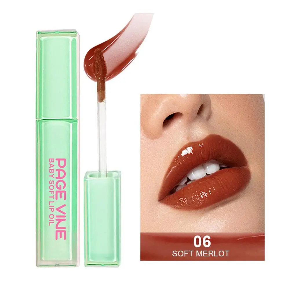 Page Vine Mint Green Square Tube Lip Glaze Toothed Lip To Long Color Mirror Color Lasting 3ml Lipstick Red Easy Mouth J4i6